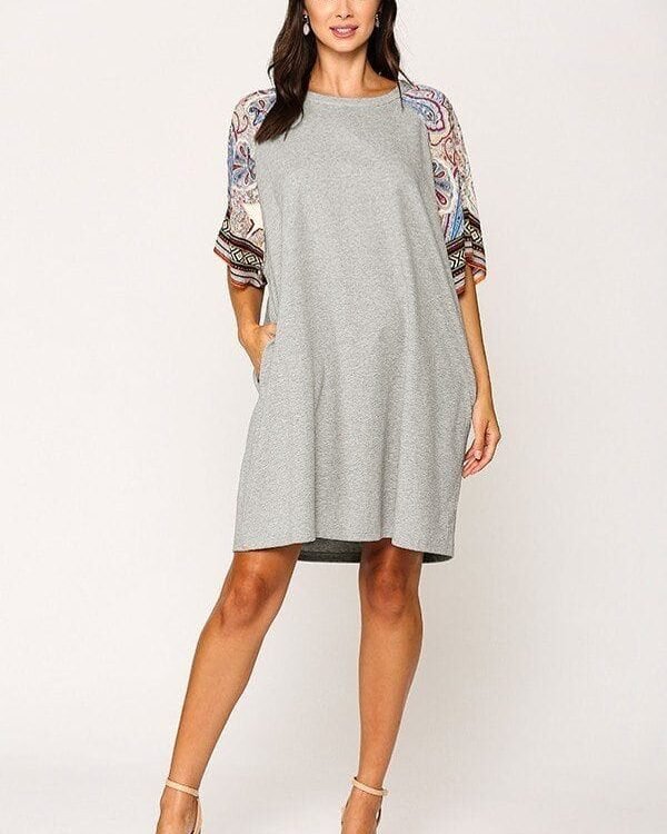 Solid Side Pocket Shift Dress