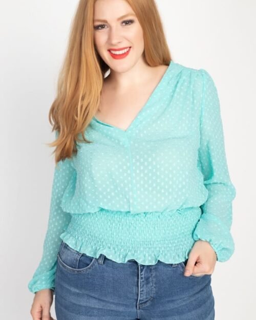 waist smoking v neck blouse