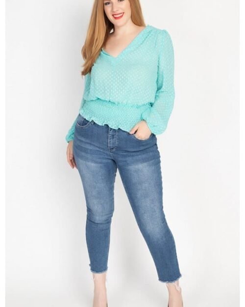 waist smoking v neck blouse