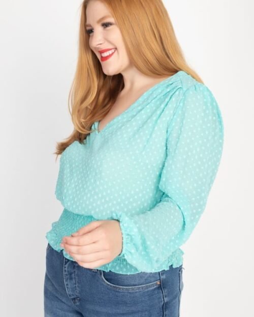 waist smoking v neck blouse