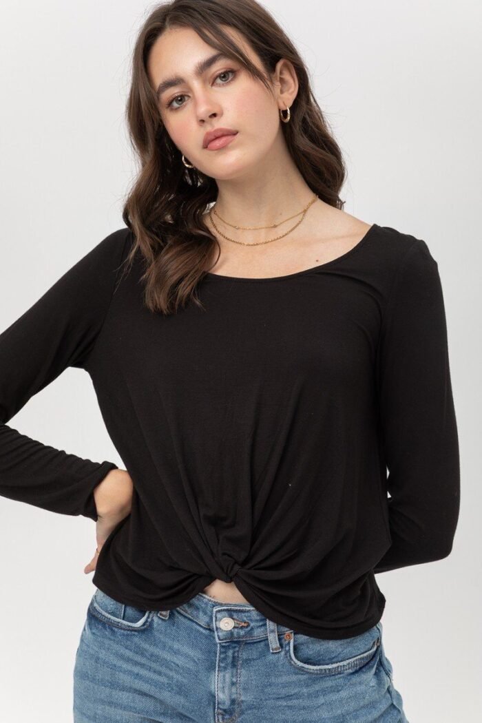 Rayon span jersey front twisted top - image 1