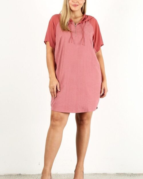 plus size solid dress with zip-up closure