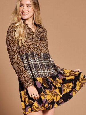 Cheetah Collard Shirt Dress
