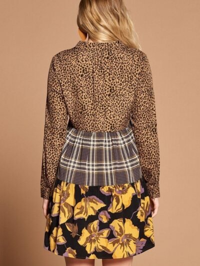 Cheetah Print Button-down Collard Shirt Dress Cheetah Print Button-down Collard Shirt Dress