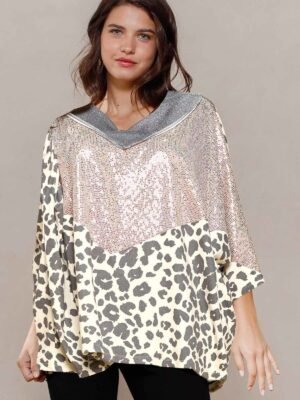 Multi Print Oversized V-neckline