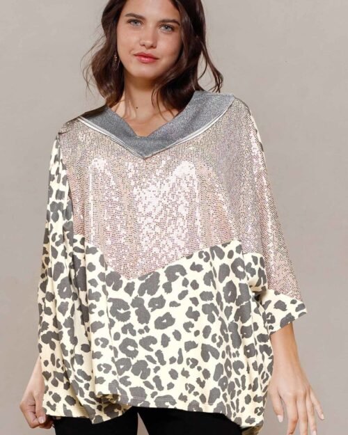 Multi Print Oversized V-neckline