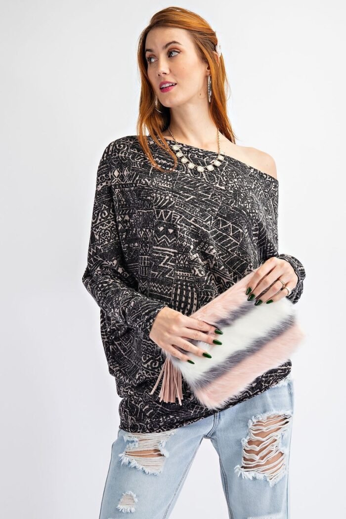 Tribal printed knit top