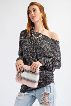 Tribal Black Shed Knit Top - Boho Chic Style