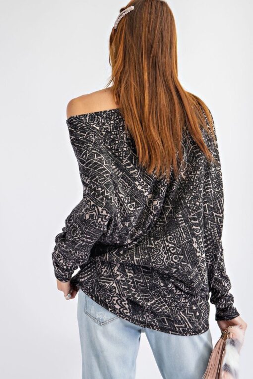 Tribal Black Shed Knit Top - Boho Chic Style - Image 3