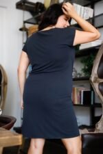Plus Black Ribbed Front Wrap Lace Tie Detail Midi Dress - Image 4