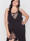 Plus Size Lace Bodycon Mini Dress – Black Elegant Fit
