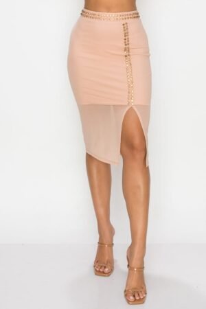 Studded Stone Cami Top & Slit Mini Skirts Set Studded Stone Cami Top & Slit Mini Skirts Set