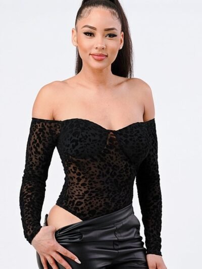 Leopard Print Off Shoulder Bodysuit