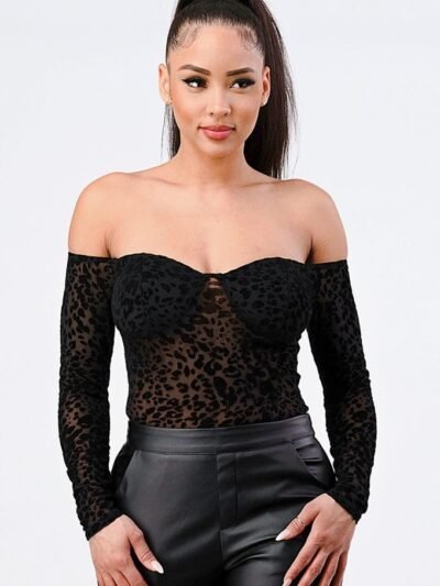Leopard Print Off Shoulder Bodysuit Leopard Print Off Shoulder Bodysuit