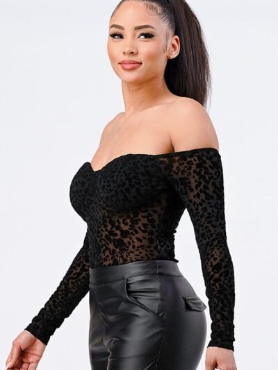 Leopard Print Off Shoulder Bodysuit Leopard Print Off Shoulder Bodysuit