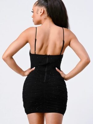Luxe Glitter Front Mesh Ribbed Cami Mini Dress Luxe Glitter Front Mesh Ribbed Cami Mini Dress