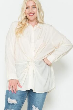 Twisted Knot Detail Oversized Satin Shirt Twisted Knot Detail Oversized Satin Shirt