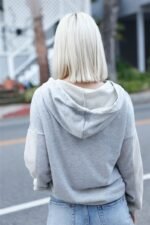 Belt & Reversed Details Zip-up Hooded Sweater - Image 3