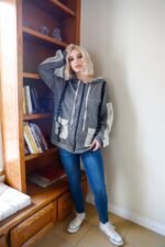Belt & Reversed Details Zip-up Hooded Sweater - Image 2