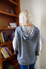 Belt & Reversed Details Zip-up Hooded Sweater - Image 4