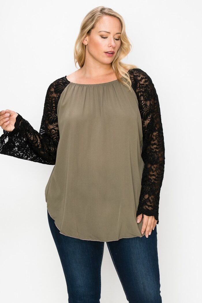 Solid Top Featuring Flattering Lace Bell Sleeves - Image 4