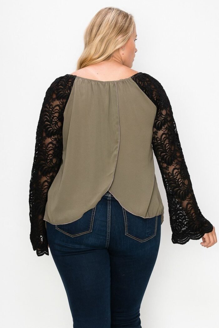Solid Top Featuring Flattering Lace Bell Sleeves - Image 7
