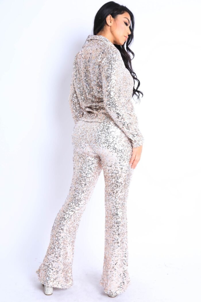 Sequin button down shirt and pant set - image 4