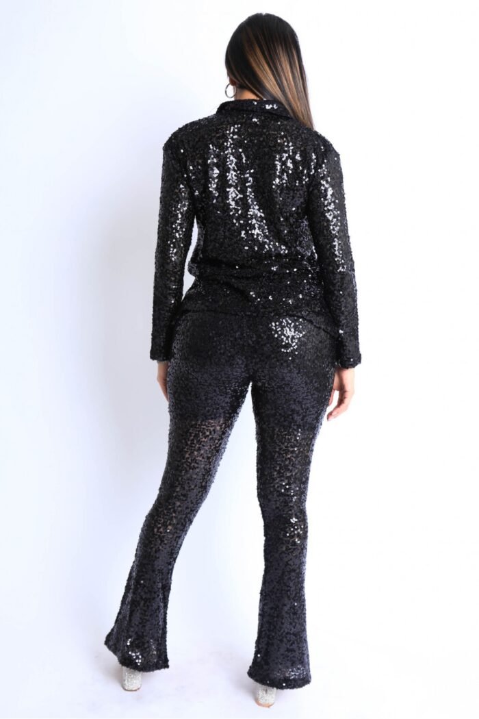 Sequin button down shirt and pant set - image 8