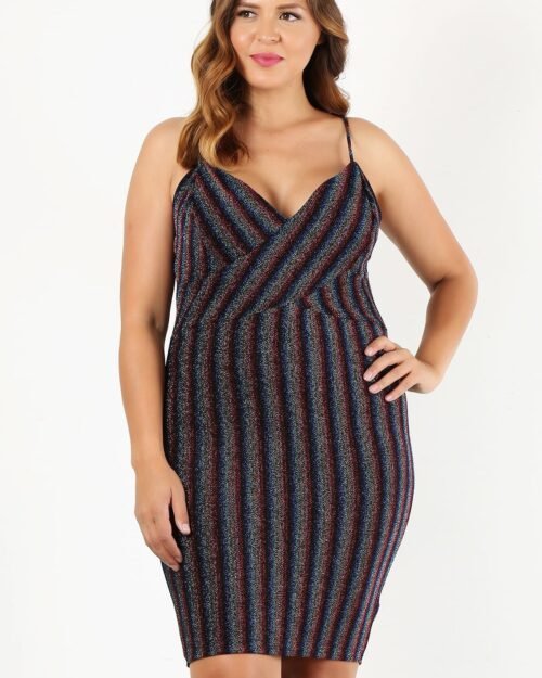 Plus Size Rainbow Striped Sleeveless Short Dress