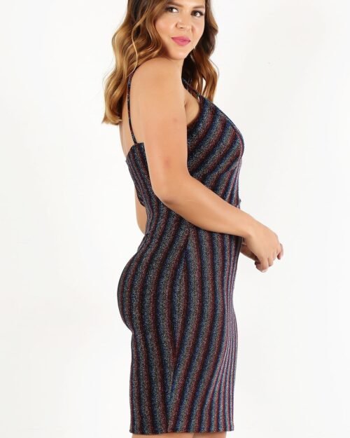 plus size rainbow striped sleeveless short dress