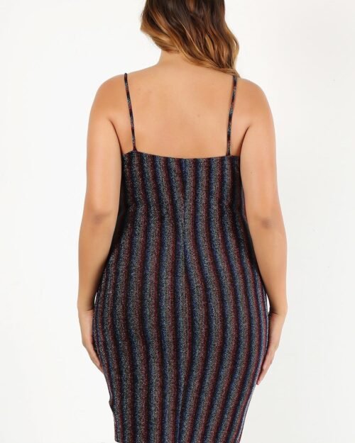 plus size rainbow striped sleeveless short dress