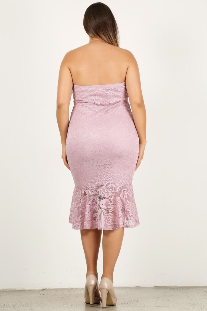 Plus size lace, strapless bodycon midi dress - image 5