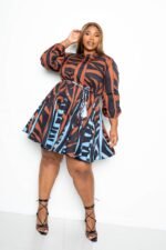 Mini Tie Waist Dress With Contrast Animal Print - Image 3