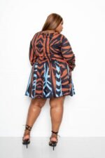 Mini Tie Waist Dress With Contrast Animal Print - Image 4