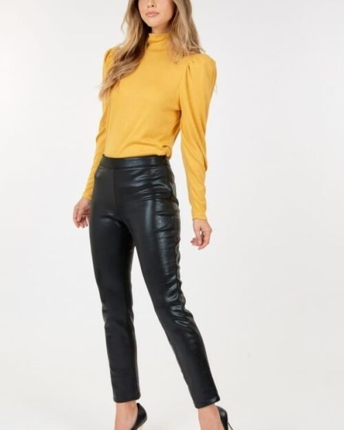 animal skin vinyl ankle pants