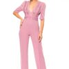 Deep V-neck Crochet Bodice Jumpsuit