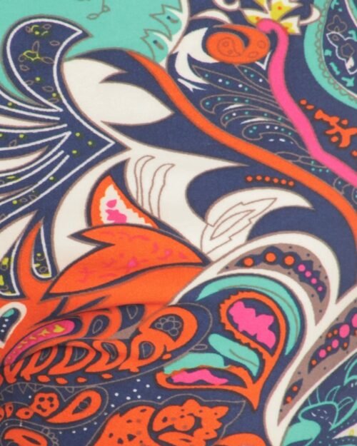 multi-color ornate print cropped length fitted leggings with high elastic wa…