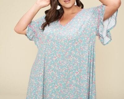 Plus Size Spring Floral Printed Lovely Swing Dress