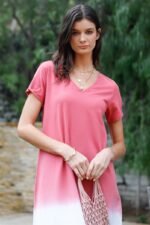 Brick Multi Color Cotton Tie-dye V-neck Maxi Dress - Image 2