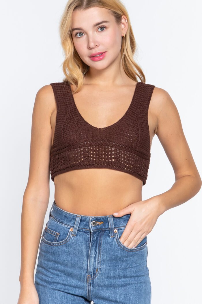 Textured crop sweater tank top