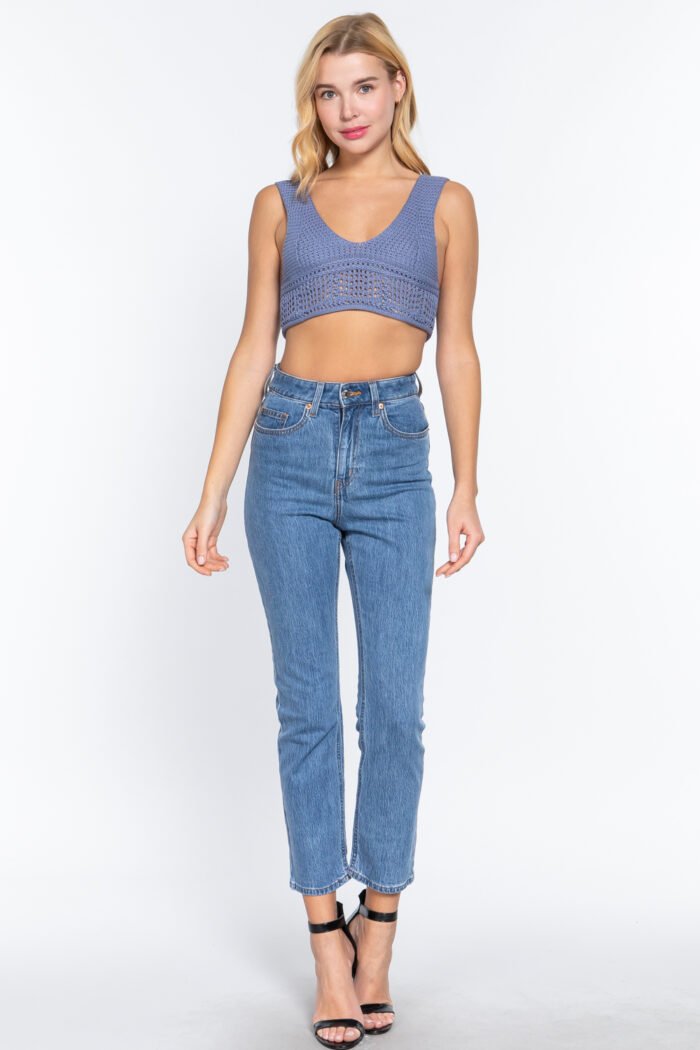 Textured crop sweater tank top