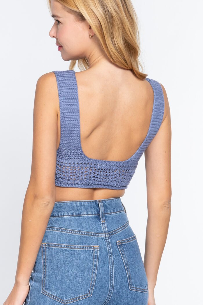 Textured crop sweater tank top
