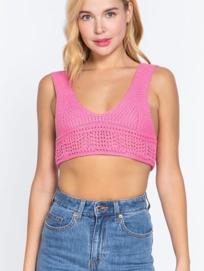 Textured Crop Sweater Tank Top
