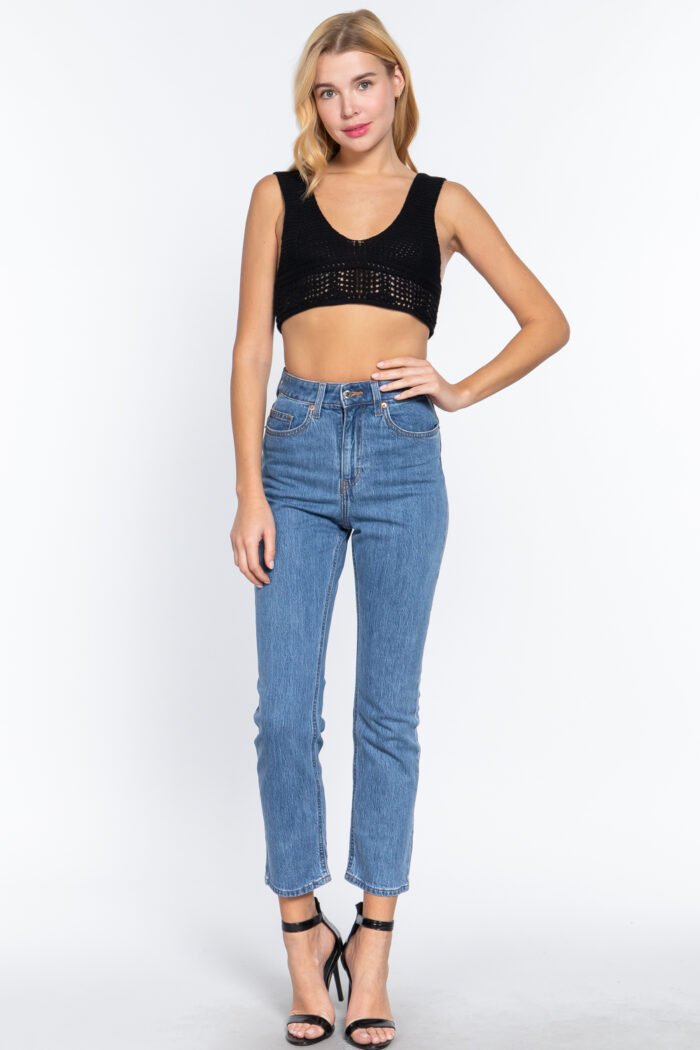 Textured crop sweater tank top