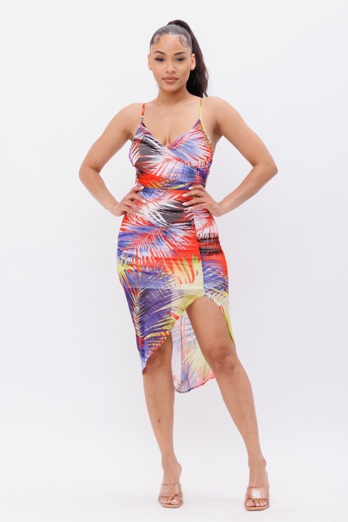 Printed mesh dress