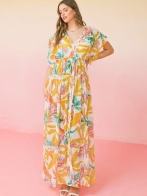 A Printed Woven Maxi Cover Up