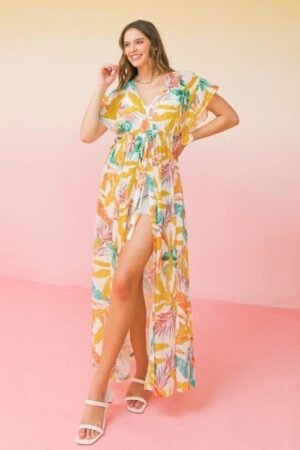 A Printed Woven Maxi Cover Up A Printed Woven Maxi Cover Up