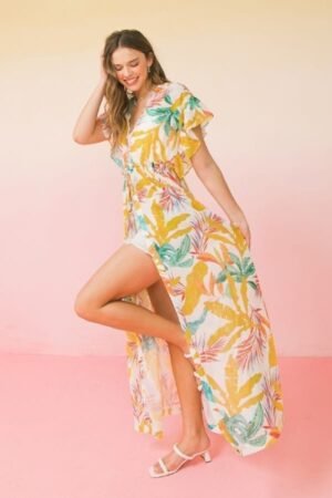 A Printed Woven Maxi Cover Up A Printed Woven Maxi Cover Up