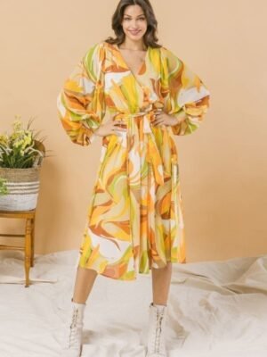 A Printed Woven Midi Dress