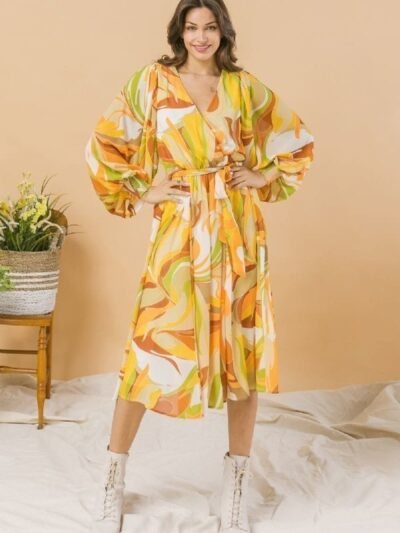 A Printed Woven Midi Dress